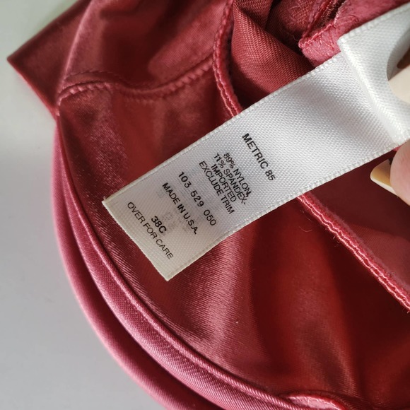 Vintage 90s Victoria's Secret Second Skin Satin Bra 38C Rose Pink Underwire 95 - Picture 8 of 9